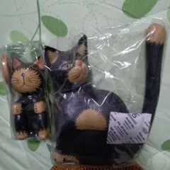 木彫り　猫　置物セット