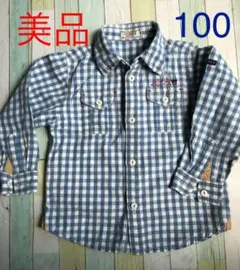 美品☆ミキハウス DOUBLE.Bチェックシャツ 100