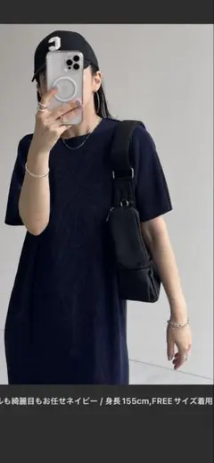 wee9s デイリーデイリースーパーストレッチクルーネックプリーツワンピース新品