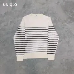 UNIQLO L ホワイト ウォッシャブルミラノリブクルーネックセーター