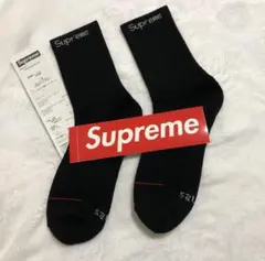 1足　Supreme ブラック　hanes シュプリーム　クルーソックス 新品