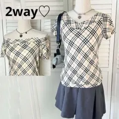 BURBERRY BLUE LABEL 2wayカットソー オフショル 半袖