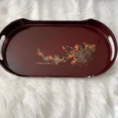 【桂由美】花柄 長盆 お盆 トレー プラスチック製 37cm ☆新品未使用☆