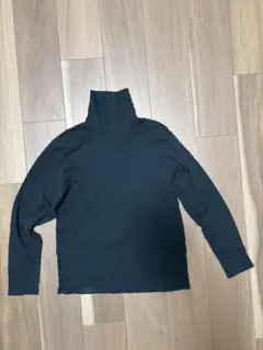 GU タートルネック 長袖カットソー ブラック S ハイネック インナー