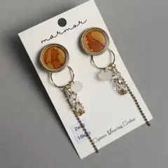 No.1537 1点のみ　オレンジ　2way 大ぶり　イヤリング　18kgp