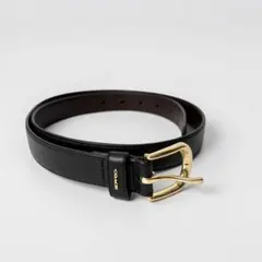 コーチ　COACH ゴールド　ブラックレザー　ユニセックス　ベルト　未使用級のサムネイル