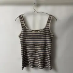 「即日発送」F ストライプタンクトップ（ベージュ×ネイビー）