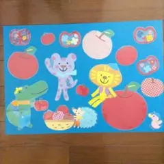 壁面　動物と果物