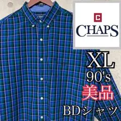 vintage 90's ラルフローレン　CHAPS BDシャツ　刺繍　ロゴ