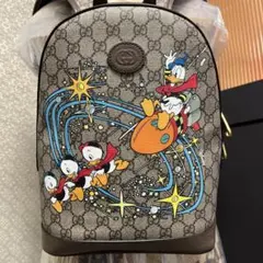 【未使用級】グッチ 552884 ディズニー ドナルドダッグ リュックレザー 茶のサムネイル