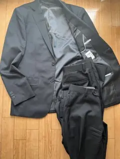 【良品】PERSON'S FOR MEN スーツ セットアップ ２パンツブラックのサムネイル