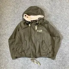 ミリタリージャケット ショート丈 ギミック フード カーキ アメカジ y2k