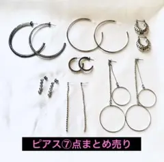 シルバー ストーン付き フープピアス⑦点セット❗️