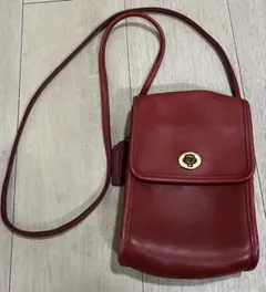 COACH ミニショルダーバッグ ターンロック レザー 本革 オールドコーチ 赤