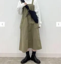 GU ジーユー テックジャンパードレス オリーブ OLIVE Mサイズ
