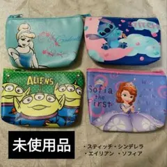 【未使用品】ディズニーキャラクターポーチ シンデレラ、スティッチetc…