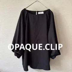 最終価格OPAQUE.CLIP /黒五分袖 バルーンスリーブブラウス/サイズ38のサムネイル