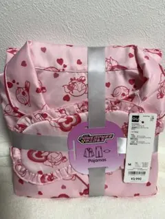 新品　ジーユー　アイマスク付き　パワーパフガール サテンパジャマ　M　ピンク