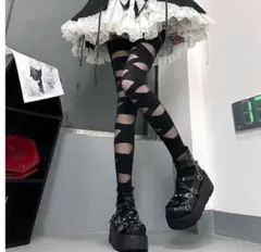 ストッキング ゴスロリ 黒 包帯 網タイツ コスプレ病み かわ ロリータ 可愛い