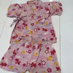 金魚と花柄のピンク甚平 90サイズ