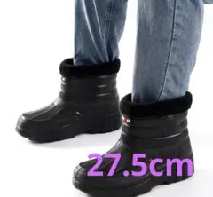 新品　27.5cm アウトドア　内ボア　ブーツ　ファー付きブラックレインブーツ