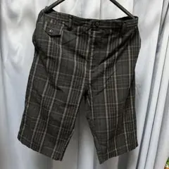 グレー系チェック ゴムウエスト ショートパンツ　LLサイズ