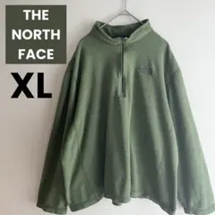 【ノースフェイス】フリースジャケット　ハーフジップ　グリーン　緑　薄手　XL