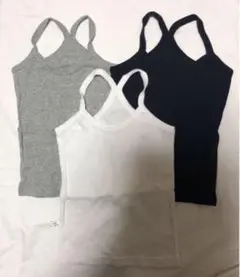 子供用　タンクトップ　キャミソール　3枚セット　黒白グレー　シンプル　オシャレ