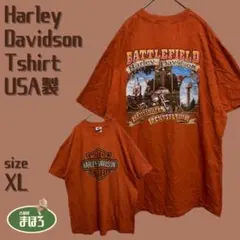 希少90sUSA製ハーレーダビッドソンヴィンテージTシャツバックプリントオレンジ