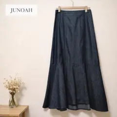 JUNOAH マーメイドスカート ロング丈 デニム調 ネイビー レディース