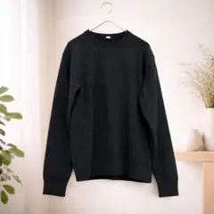 ユニクロ UNIQLO クルーネック コットン ニット セーター グレー M