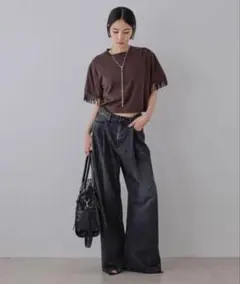 JEANASIS タックワイドデニムパンツ