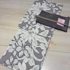 新品☆大人上品な夏着物 丸菊に萩の葉上品な夏着物 スレンダー浴衣3点