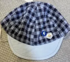 Facebookロゴ付きチェック柄ベビー帽子