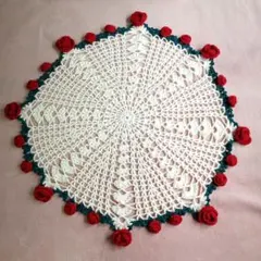 まぁるいドイリー シェル編み 花束ブランケット 赤 バラ 大小 24個