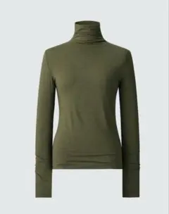 ユニクロC 極暖ヒートテック カシミヤブレンド タートルネックT オリーブ