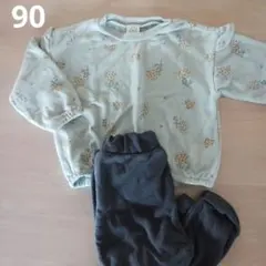 水色花柄ベビーパジャマセット 90