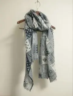 KAPITAL 縮絨ウールビッグママ杢マフラー タグ無未使用 バンダナ柄
