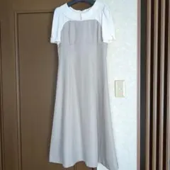 プロポーションボディドレッシング ベージュ 襟付き 半袖 ロングワンピース