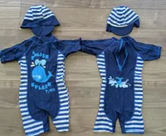 ネイビー ストライプ 水着 サイズ4男児双子