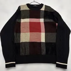 ブラックレーベルクレストブリッジCBパネルチェック柄ニットセーター 