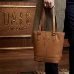 ヴィンテージ DAKS ENGLAND ダックス レザー トートバッグ 茶色のサムネイル