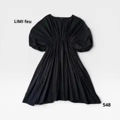 LIMI feu リミフー ギャザーワンピース リミフゥ ヨウジヤマモト 黒のサムネイル