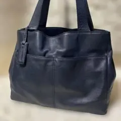美品✨ マザーハウス トートバッグ レザー ネイビー A4サイズ収納