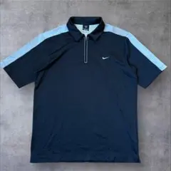 90s NIKE 刺繍タグ ポロシャツ スウッシュ ロゴ ブラック Mサイズ 