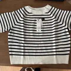 新品 ボーダー 半袖 ニット セーター　　coca