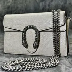 美品✨グッチ デュオニソス チェーン ショルダーバッグ レザー アイボリー