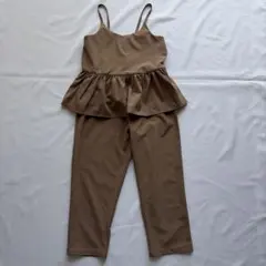 ペプラムキャミソール＆パンツ セットアップ 《120》ブラウン