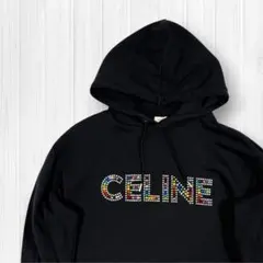 CELINE セリーヌ スウェットパーカー ラインストーン ロゴ ブラック Lのサムネイル