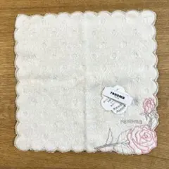 【新品未使用】renoma タオルハンカチ 花柄刺繍 ホワイトのサムネイル